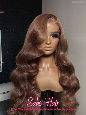 32 Inch Brown Lace Front Wigs Human Frontal Hair Pre Plucked 200% Density Body Wave Lace Front Wigs 5*5 Pre Cut Wear And Go Blended Hair #4 Wig HD Transparent Full Frontal 13x4 Glueless Colored Natural Wig For Woman