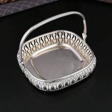 1pc Maple Leaf Shaped Fruit Basket, Countryside Style, Hollow Drainage Design, Lightweight Alloy Material, Suitable For Family Gatherings/Balcony Afternoon Tea - Silver - View 11
