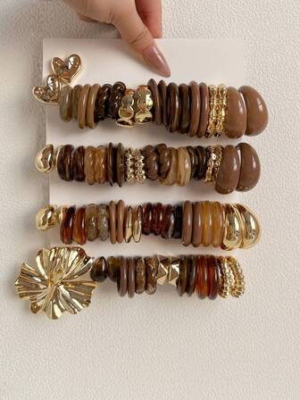 1-30 Pairs Random Heart & Letter Vintage Punk Y2K Acrylic Exaggerated Fashion Earrings Set, Blind Box Combination, Gift For Women On Mother's Day, Valentine's Day, Christmas, New Year, Daily Wear