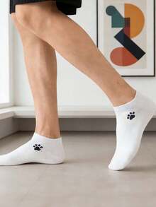 1/15 双装 女士猫爪纯色短袜 - 可爱、舒适、柔软、透气、休闲 - 适合春夏日常穿着、运动、旅行、学院风