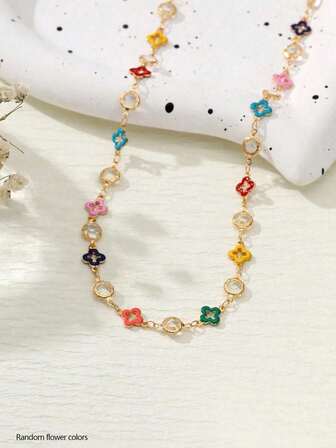 1pc Bohemian Style Colorful Flower Chain Necklace For Men, Summer Vibe Valentines,Mom,Mother,Mother's Day,Gift