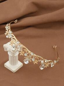 1pc Minimalist Floral Crown, Adorable Princess Style Headpiece Suitable For Bride Wedding, Birthday Party, Holiday Costume, Princess And Knight Themed Events - Gold - View 5