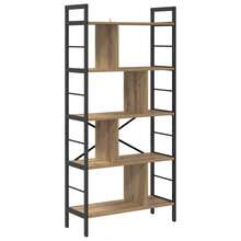 Larryhot Libreria Rovere artigianale 75 x 30 x 156 cm Legno multistrato, Facile da assemblare, dall'estetica elegante e raffinata, pratica per riporre gli oggetti, la scelta ideale per l'organizzazione e la decorazione domestica - Castano - Visualizzare 2