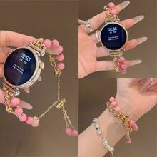 18毫米、20毫米、22毫米虎眼石表带，长度可调节，兼容三星Galaxy、佳明、华为、Amazfit等品牌——耐用、柔软、透气