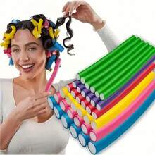 10 根柔韧卷发棒，免加热卷发器套装，适合打造柔和波浪卷和螺旋卷发 - 适用于短发和长发的泡沫卷发棒，DIY 免加热卷发器，呵护秀发（多种颜色可选），美发工具，美发用品，旅行必备，旅行，理发师，发型师，理发师配件，情人节礼物，美发用品，发型师，理发店，沙龙，度假必备，美发产品，理发店，情人节礼物，女士旅行必备，发型师工具 - 彩色 - 查看 6