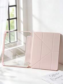 1 chiếc ốp lưng máy tính bảng màu hồng bằng acrylic mềm mại, có chân đế đa góc, tương thích với iPad Mini 6/Mini 7/Air/Air 2/9.7/10.2/10.5/Air 4/Air 5/10.9/Pro 11-Inch/10th/12.9/Air 11-Inch (M2) 2024/Air 11-Inch (M3) 2025/ (A16) 11-Inch thế hệ thứ 11 2025/Air 13-Inch (M2) 2024/Pro 11-Inch (M4) 2024/Pro 13-Inch (M4) 2024 - Hồng - Xem 4