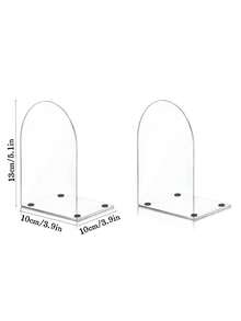 4 pièces de supports de livre en acrylique transparent, convenant aux étagères à livres et aux bureaux, utilisés pour ranger les fournitures de maison/bureau et les livres, le rangement et l'organisation de la maison, les serre-livres, les supports de livre décoratifs - Transparent - Voir 14