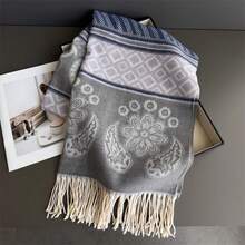 2025 New Thick Warm Winter Scarf Design Print Women Cashmere Pashmina Shawl Lady Wrap Tassel Scarves Knitted Men Foulard Blanket - WT264-6 - Xem 9