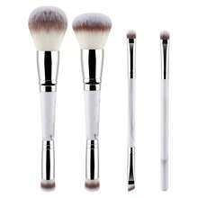 4-Piece Gray Double-Headed Makeup Brush Set, Professional Blush Concealer Eye Shadow Kabuki Foundation Brush Set, With Travel Bag, Soft Artificial Bristles. - Multicolor - View 13