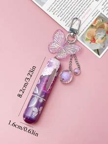 1/2/4个水晶蝴蝶吊坠香水分装瓶，带钥匙扣，花朵蝴蝶印花图案化妆瓶，女士包包挂件，底部灌装香水分装工具，生日礼物，节日礼物，适合旅行携带，5毫升 - 彩色 - 查看 10