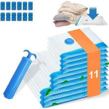11 Bolsas de almacenamiento de vacío, Bolsas de compresión al vacio con bomba de mano, Vacuum storage bags bolsas ahorradoras de espacio para ropa, guardar edredones, cobijas,37365474 - Amarillo - Ver 1