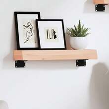 Larryhot Ripiano a Parete 40x10x6 cm Legno Massello Rovere Non Trattato, Facile da assemblare, dall'estetica elegante e raffinata, pratica per riporre gli oggetti, la scelta ideale per l'organizzazione e la decorazione domestica - Castano - Visualizzare 1