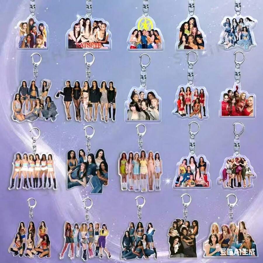 KATSEYE 钥匙扣，Sophia、Lara、Chanelle、Daniela、Yoonchae、Manon，新专辑及歌曲，Kpop粉丝周边，亚克力2D钥匙扣，演唱会周边，圣诞礼物，小礼物，收藏品 - 彩色 - 查看 1