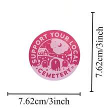 1 pieza Pegatina gótica impermeable de 3 pulgadas, "Apoya a tu cementerio local" Calcomanía para coche, portátil, estética gótica pastel espeluznante, regalo de humor oscuro del cementerio de vinilo para alternativo y emo/Pegatina de Halloween/Vibraciones brujas - 3*3 pulgadas - Ver 2