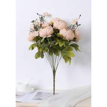 Duovlo Artificial Peony Silk Flowers Fake Flowers Vintage Wedding Home Decoration,Pack Of 1 (Light Champagne),20.87*3.5,LightChampagne - 淡香檳 - 查看 4