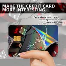 1 Set Of 2pcs/4pcs Lucky Koi Fish Pattern Card Skin Stickers/Shiny Laser Effect Credit Card Anti-Theft Privacy Protection Stickers, Personalized Birthday Gift, For Credit Card, Transaction Card, Transportation Card, Access Card - Multicolor - View 5