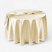 228cm/275cm Round Tablecloth, Satin Fabric 100gsm, Suitable For Indoor/Outdoor Decoration, Wedding, Party, Hotel, Dining Table - White - View 14