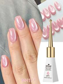 Mtssii 10毫升粉色玻璃珠猫咪磁性凝胶指甲油，春夏月光果冻水晶全息闪亮半永久可卸UV/LED指甲油，家用美甲沙龙DIY美甲用品 - 粉色 - 查看 1