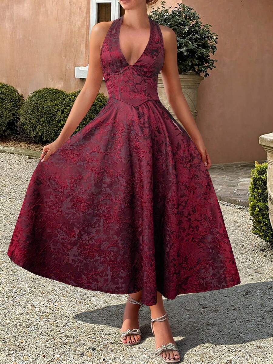 Đầm hai dây hở lưng gợi cảm Unadoll dành cho nữ, chất liệu vải jacquard 3D, kiểu dáng thanh lịch, phù hợp cho dạ hội, hẹn hò, lễ khai giảng, tiệc cocktail, đám cưới, Giáng sinh, Lễ Tạ ơn và các dịp khác trong kỳ nghỉ hè.