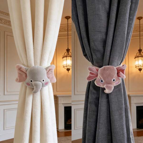 Cute Animal Curtain Tie Backs, Soft Elephant Design, Adorable Aesthetic + Practical Curtain Tie, Instantly Elevates Home Decor Ambiance