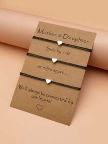 3pcs Heart Decor Bracelet - 黑色 - 查看 6