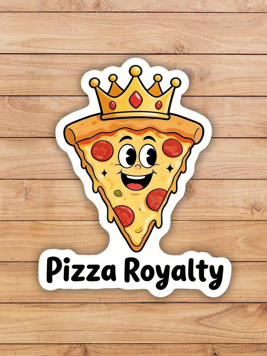 2pcs Pizza Royalty Ice Cream Sticker – A Fun And Bold Design To Personalize Laptops, Water Bottles, Phones, And More - Multicolor - View 1