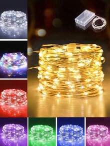 1pc 3/4/10m Battery Powered Home Decor Copper Wire LED Fairy Lights – Warm/White/Multicolour/Blue String Lights For Bedroom Decor, Curtain Decor, Wedding Decor, Party Decor (Flameless Indoor, Reusable Holiday Lighting) - 3 AA Copper Wire Lights - View 2