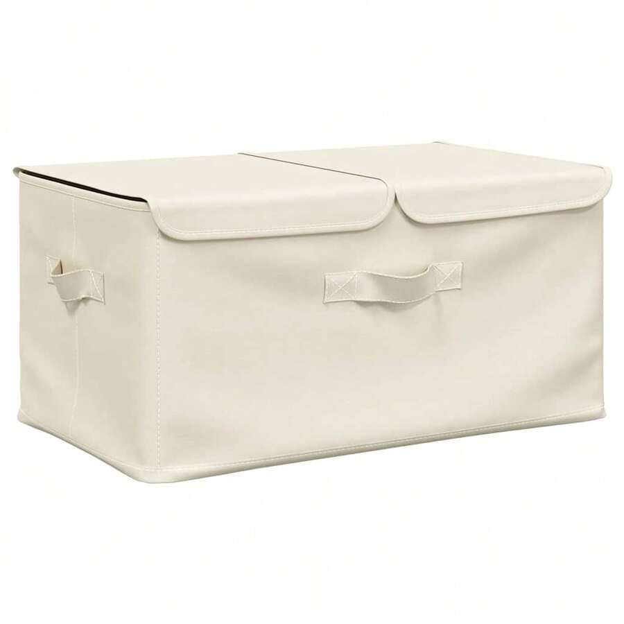 Caja de almacenamiento de tela vidaXL 50x30x25 cm color crema - Beis - Ver 1