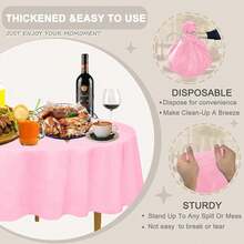 D&Z Plastic Table Cloth Disposable, 12 Pack Pink Round Tablecloth Individually Wrapped For Indoor&Outdoor, 84 Inch Table Cover For Party, Picnic, Birthday, Wedding & Dinner - Berwarna merah muda - View 4