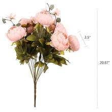 Duovlo Artificial Peony Silk Flowers Fake Flowers Vintage Wedding Home Decoration,Pack Of 1 (New Pink),20.87*3.5,NewPink - 新粉紅 - 查看 3