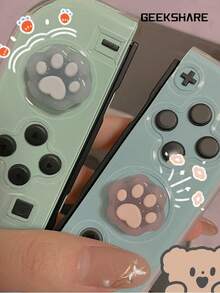 GeekShare 4pcs Cat Paw Shaped Button Caps, Compatible With Nintendo Switch/OLED/Lite - Glitter powder - View 2