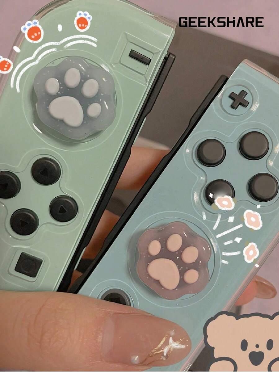 GeekShare 4pcs Cat Paw Shaped Button Caps, Compatible With Nintendo Switch/OLED/Lite