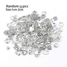 20个/50个随机心形合金吊坠，镂空可扩展心形挂件，适用于珠宝制作、DIY手链耳环，送给爱人和闺蜜的礼物，手工制作 - 彩色 - 查看 7