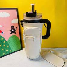 1pc 40oz Insulated Water Bottle Sleeve With Handle, Straw Cup Holder, Fits Various Outdoor Activities Like Walking, Cycling, Camping, Hiking, Multifunctional Water Bottle Accessory With Phone Pocket - Multicolor - View 4