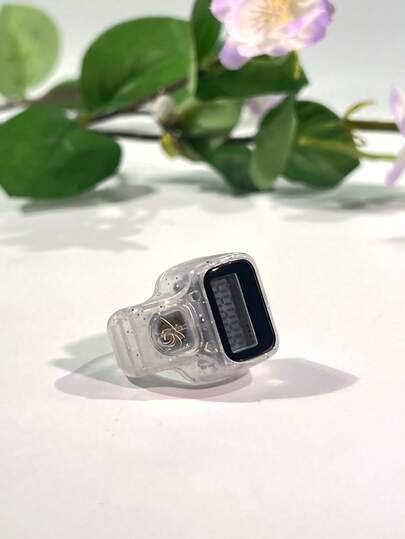 1pc Transparent Glitter Ring Counter Electronic Counter For Middle East Arabic Prayer Bead Counting, Convenient Digital Display Ring Counter For Stress Relief, Suitable For Prayer Counting, Knitting Counting, Business Use, Golf, Etc.