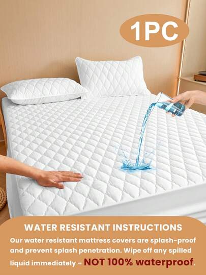 1pc Solid Color Fitted Sheet, Bedding, Fitted Sheet, Mattress Cover, Soft & Comfortable Bedroom Bedding, Skin-Friendly Mattress Protector, Dust & Moisture Proof, Available In Multiple Colors, Ultrasonic Diamond Pattern Fitted Sheet, Suitable For Various Bed Sizes (Twin, Full, Queen, King), Bedding Gift, Polyester Fitted Sheet