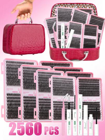2560pcs/Set, 640pcs/Set Single Cluster False Eyelashes, Eyelash Extension Kit, 9-16mm Mixed Single False Eyelashes Set, Includes Eyelash Glue, Sealer, Eyelash Tweezers, Beginner-Friendly False Eyelashes, Large Capacity Single False Eyelashes Set, Eyelash Extension Kit, Suitable For Daily Commute Or Holiday Celebration DIY Eyelash Makeup Design, Eyelash Cluster, False Eyelashes, Eyelash Set