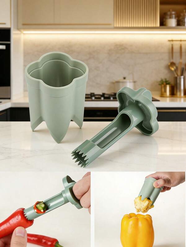 Fruit & Vegetable Seed Remover - Easily Remove Chili Pepper Seeds - Easy To Use Fruit & Vegetable Seed Remover - ABS Plastic Kitchen Seed Removal Tool