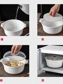 3pcs Microwave Bowls With Lids, Ramen Noodle Soup Bowls, Mixing Bowls, Food Storage Cookware, Suitable For Kitchen, Office, Dorm - Multicolor - View 6