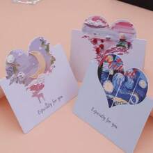 浪漫心形情人节贺卡，3D油画心形设计，创意礼品卡，艺术祝福感谢卡，手绘，新年 - 彩色 - 查看 4