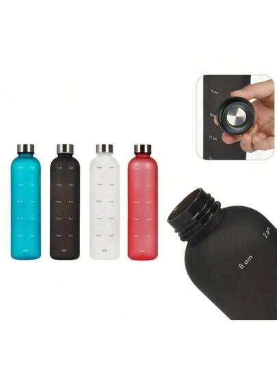 1 1000ML Household Space Cup, Portable Outdoor Large-Capacity Personalized Frosted Sports Water Cup, Plastic Cup, High-Temperature Resistant Anti-Drop Sports Water Cup, Women's Large-Capacity Portable Sealed Water Cup Travel Water Cup, Simple Plastic Water Cup With Scale, Heat-Resistant, Portable For Students