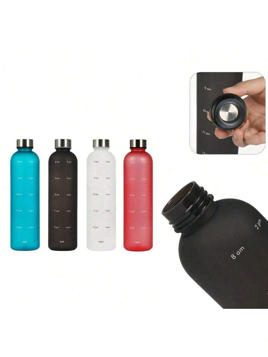 1 1000ML Household Space Cup, Portable Outdoor Large-Capacity Personalized Frosted Sports Water Cup, Plastic Cup, High-Temperature Resistant Anti-Drop Sports Water Cup, Women's Large-Capacity Portable Sealed Water Cup Travel Water Cup, Simple Plastic Water Cup With Scale, Heat-Resistant, Portable For Students