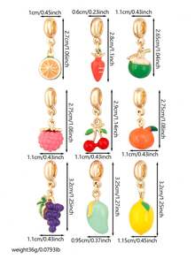 1/9pcs 3D Metal Fruit Pendant For DIY Jewelry Making, Necklace, Bracelet - Multicolor - View 4