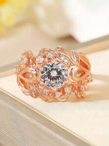 Personalized Cute Women's Gift Luxury Jewelry, Fashionable Luxury White Zirconia Couple Wedding Rings, Christmas Gift - Anniversary Birthday Gift, Thanksgiving Gift For Grandma - White - View 9