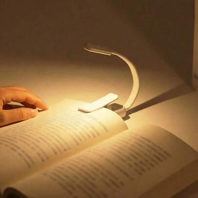 1pc Bedside Reading Light, Eye-Caring Adjustable Clip-On Reading Lamp, 3 Color Temperatures, Lightweight & Portable, Perfect Gift For Book Lovers, Mini Clip-On Reading Light (Battery Powered, Batteries Not Included), Book Light, Reading Lamp, Reading, Interesting Gift, Gift For Book Lovers, Book Accessories, Bedroom Light