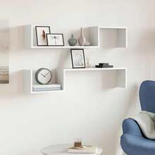 Larryhot Estantes de pared 2 uds madera contrachapada blanco 100x15x20cm, Fácil de montar, elegante y hermoso, y conveniente para almacenar artículos, es una opción ideal para el almacenamiento y la decoración del hogar. - Blanco - Ver 1