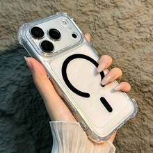 Funda de teléfono de moda Funda de teléfono de carga inalámbrica magnética premium diseñada para iPhone 17, Air 17, Pro Max y modelos anteriores, incluyendo 16, 15, 14, 13 y 12 Pro Max Plus. Esta funda dura transparente y resistente a los golpes viene con un protector de lente y diseño de esquinas reforzadas para chicas y mujeres, TPU suave a prueba de golpes, más protectora y femenina. - 1 pieza - Ver 4