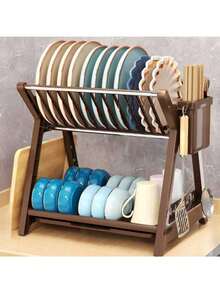 Multifunctional Bowl & Dish Drying Rack - With Cup Holder Countertop Storage Rack, Minimalist Style Kitchen Storage, Durable Material, Space-Saving, Suitable For Modern Home, Kitchen Storage Essential, Bowl Rack, Cutlery Rack, Draining Rack