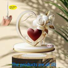 2D Acrylic Printed Artwork With Pulsing Crimson Heart Shape Frame, Blooming White Rose, Golden Brown Intertwined Leaves, And Surrounding Daisy Flowers, Conveying A Tender Secret And Physical Form Of Love. Suitable As Decor For Study, Bedroom, Or As A Gift For Partner Or Mother. - Multicolor - View 7