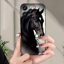 Estuche de Teléfono Suave y Elegante: 1 Creativo Caballo Negro Patrón de Moda Lente de Ángel Cobertura Completa Estuche de TPU Compatible con 17 16 15 14 13 12 11 Pro X Xs Xr 8 Plus Estuche Suave Chic: Eleva el Estilo de tu Teléfono - 1 pieza - Ver 8